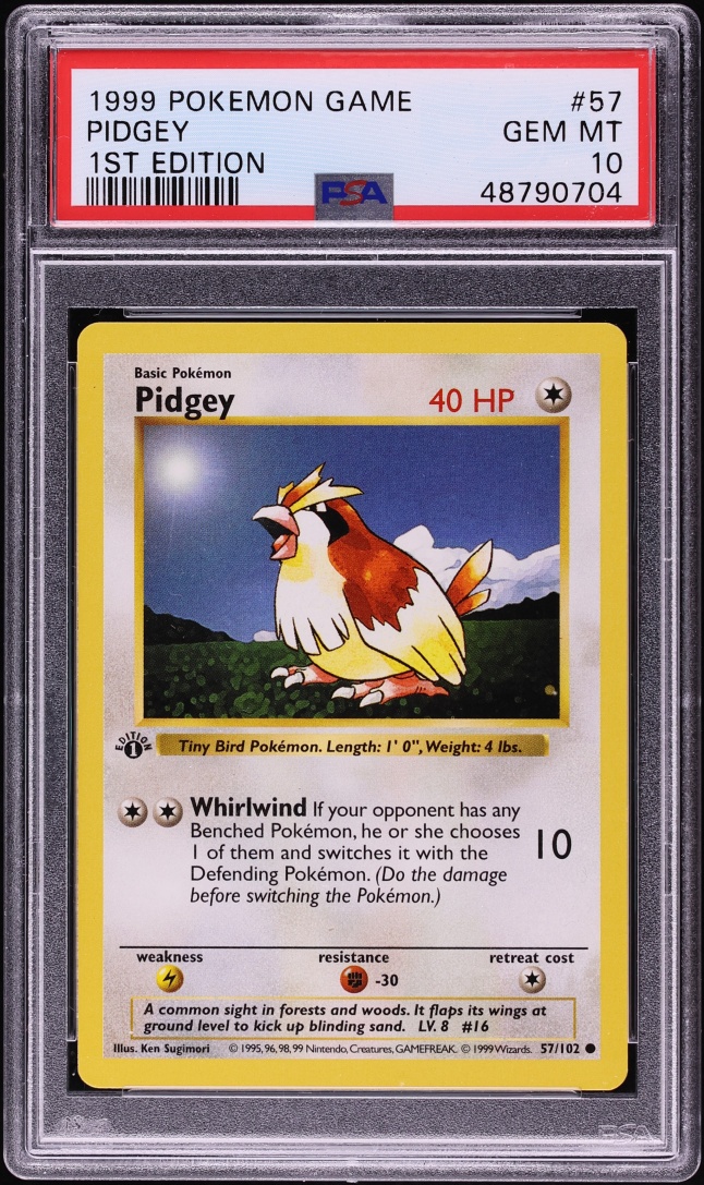 1999 Pokemon Base Set Shadowless 1st Edition Pidgey #57 PSA 10 GEM MINT