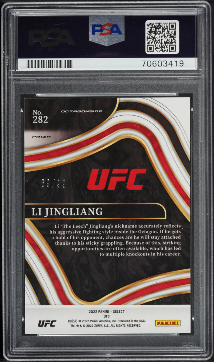 2022 Select UFC Octagonside Red Disco Prizm Li Jingliang ROOKIE /99 #282 PSA 9