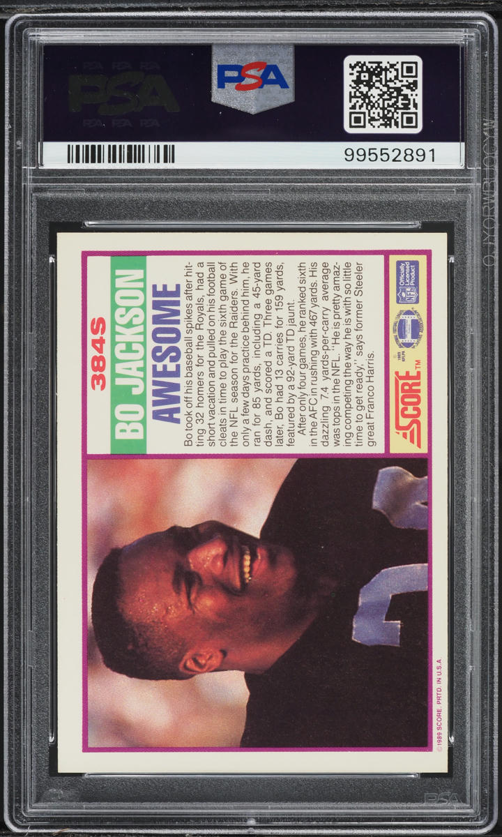 1989 Score Supplemental Bo Jackson #384S PSA 5 EX