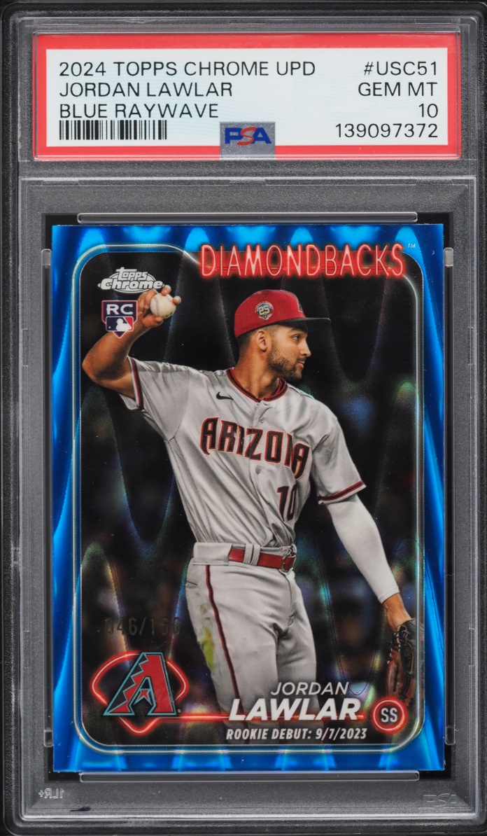 2024 Topps Chrome Update Blue Raywave Jordan Lawlar ROOKIE /150 #USC51 PSA 10 GEM MINT