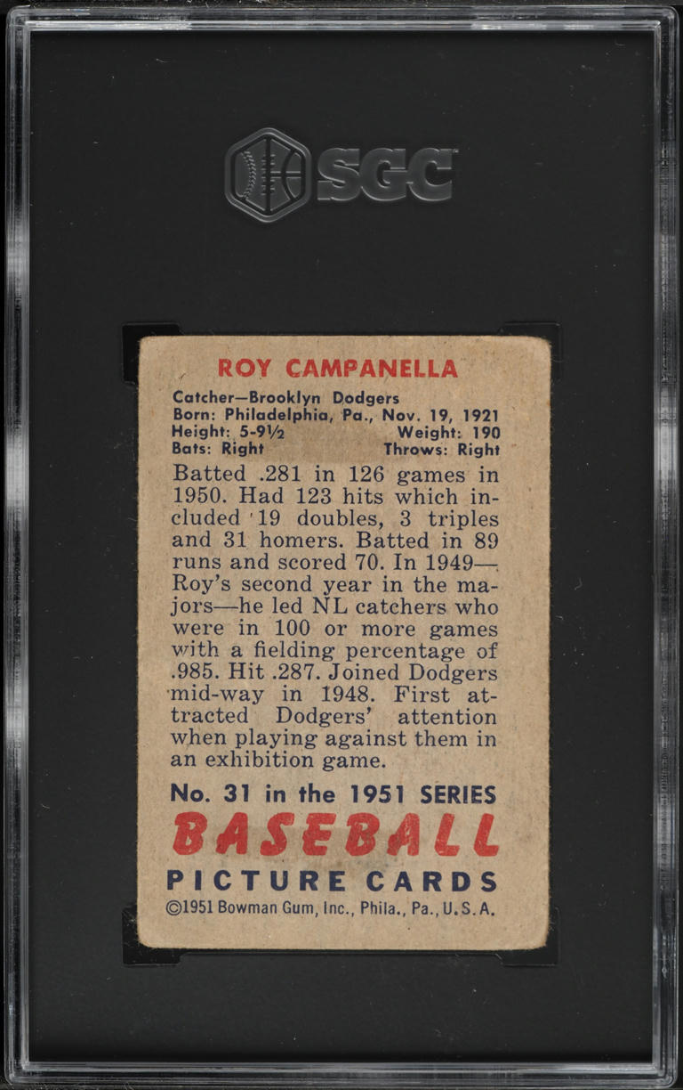 1951 Bowman Roy Campanella #31 SGC 1 PR