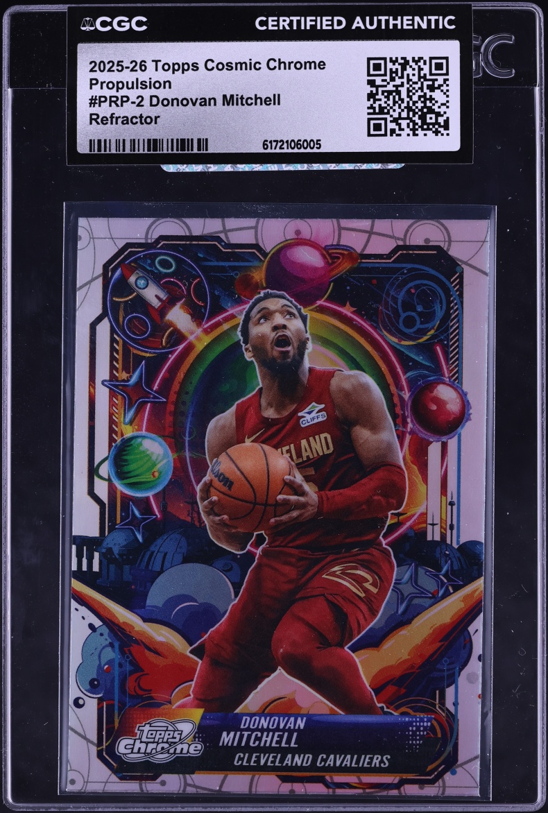 2025 Topps Chrome Cosmic Propulsion Refractor Donovan Mitchell #PRP-2 CGC AUTH