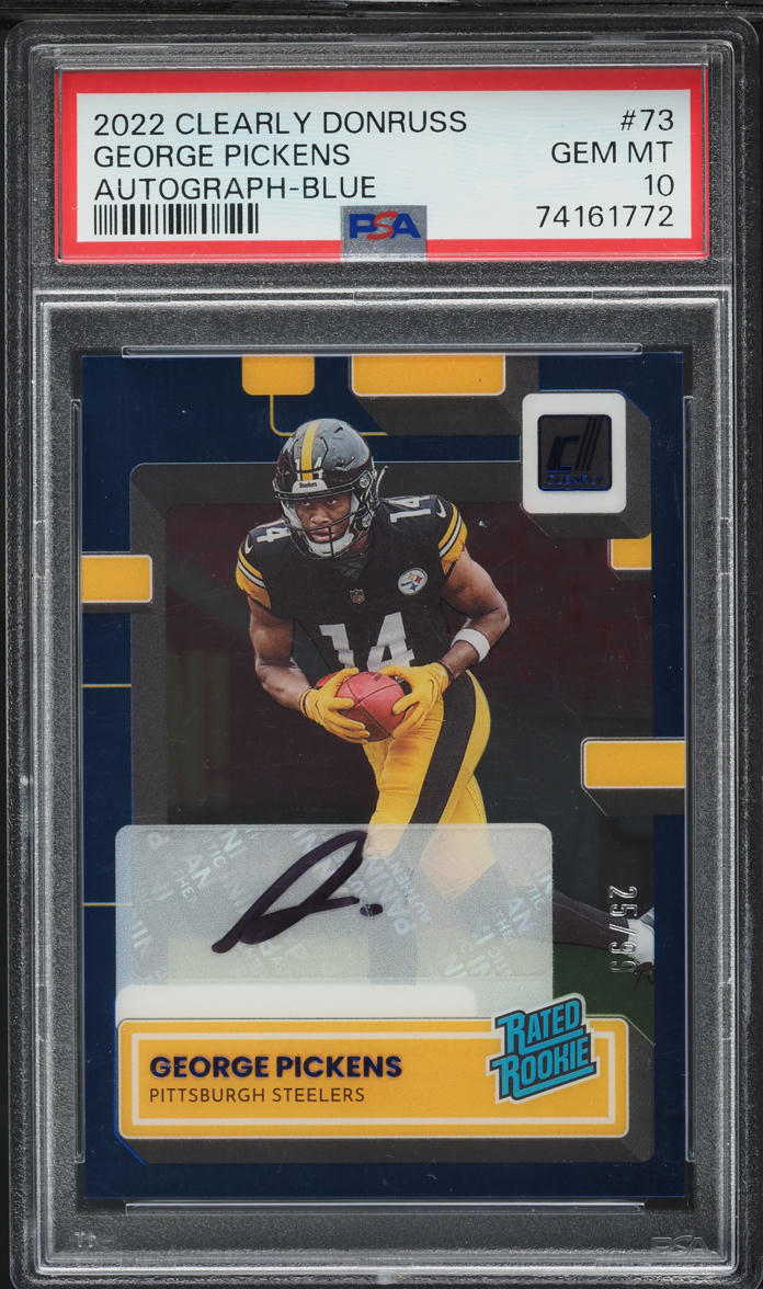 2022 Panini Clearly Donruss Blue George Pickens ROOKIE /99 #73 PSA 10 GEM MINT
