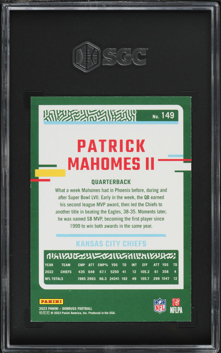 2023 Donruss Football Patrick Mahomes II #149 SGC 9.5 MINT+