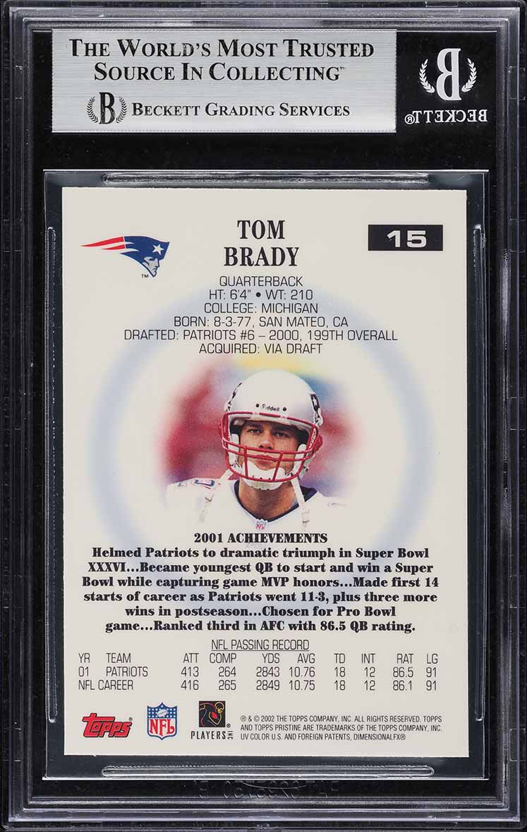 2002 Topps Pristine Tom Brady #15 BGS 8 NM-MT