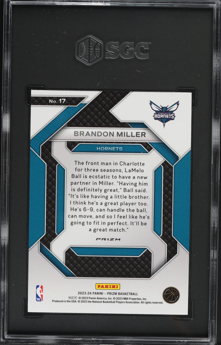 2023 Panini Prizm Emergent Silver Brandon Miller #17 SGC 9.5 MINT+
