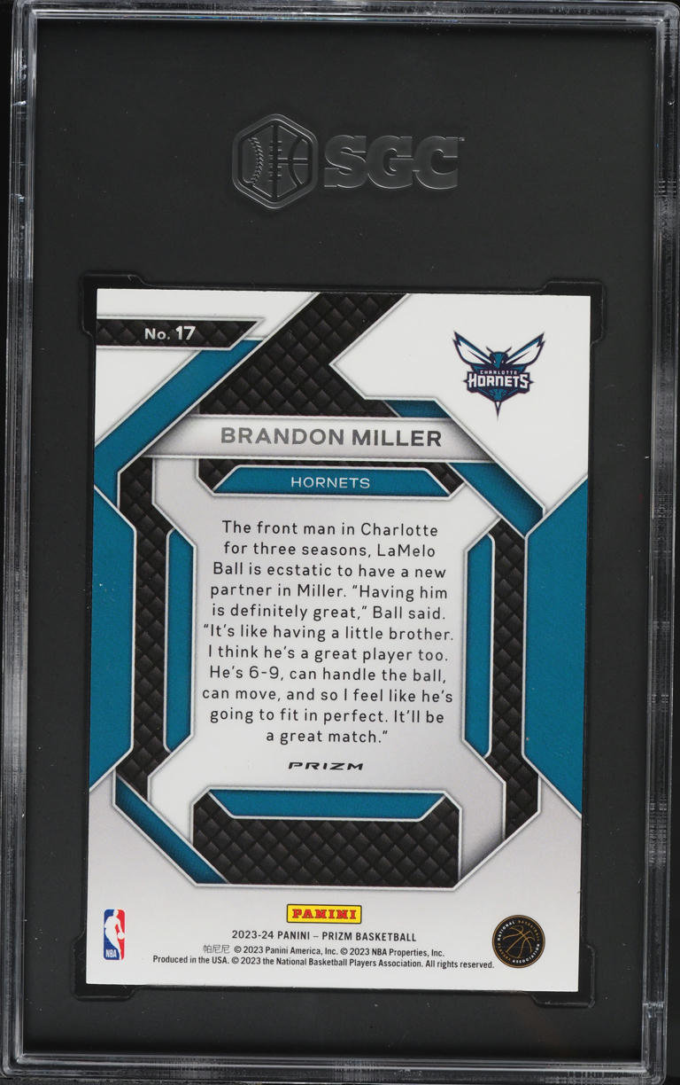 2023 Panini Prizm Emergent Silver Brandon Miller #17 SGC 9.5 MINT+