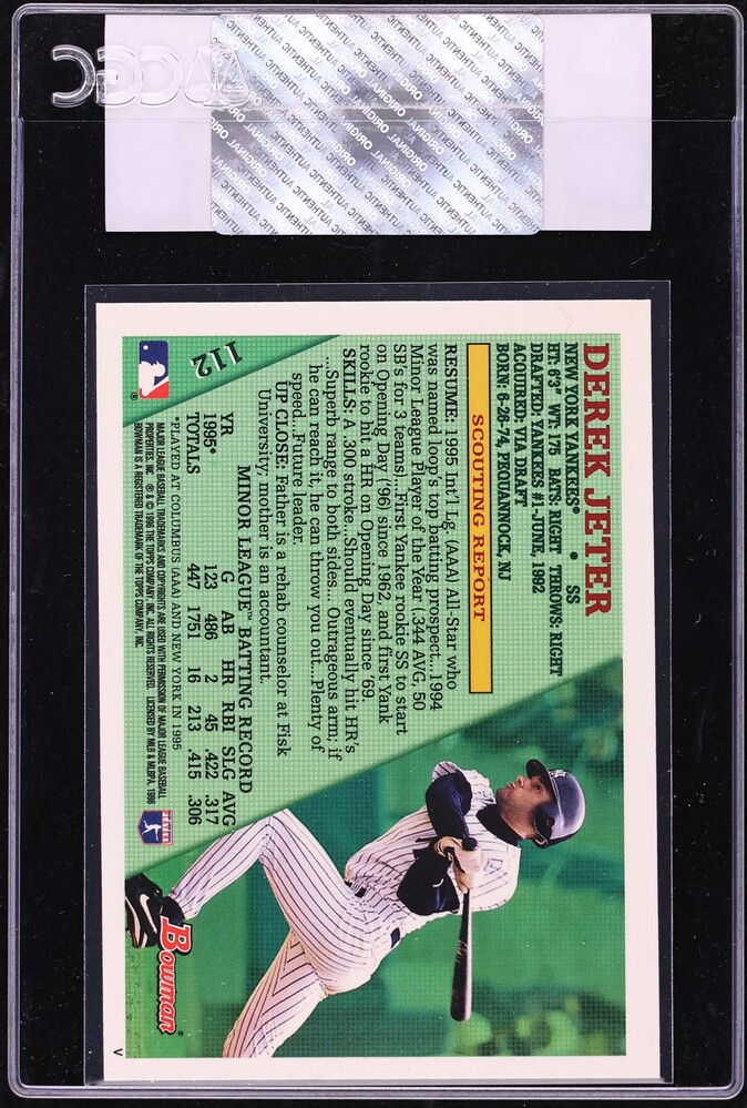 1996 Bowman Derek Jeter ROOKIE #112 CGC AUTH