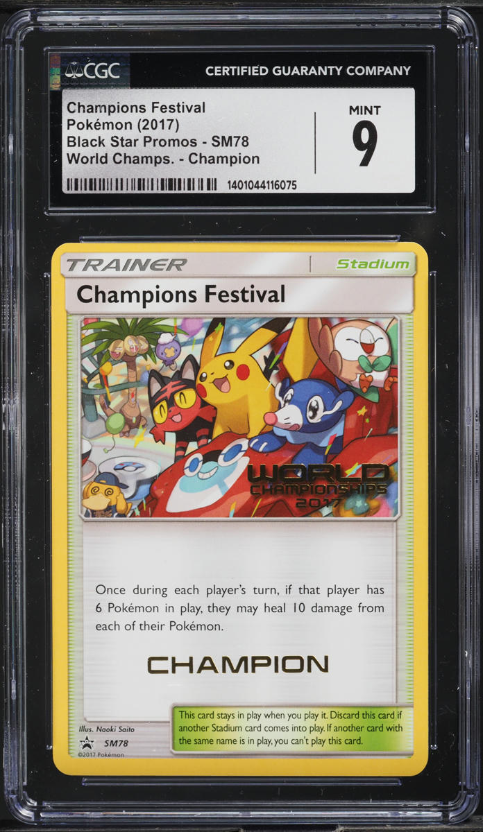2017 Pokemon SM Black Star Promo WC Champion Festival #78 CGC 9 MINT