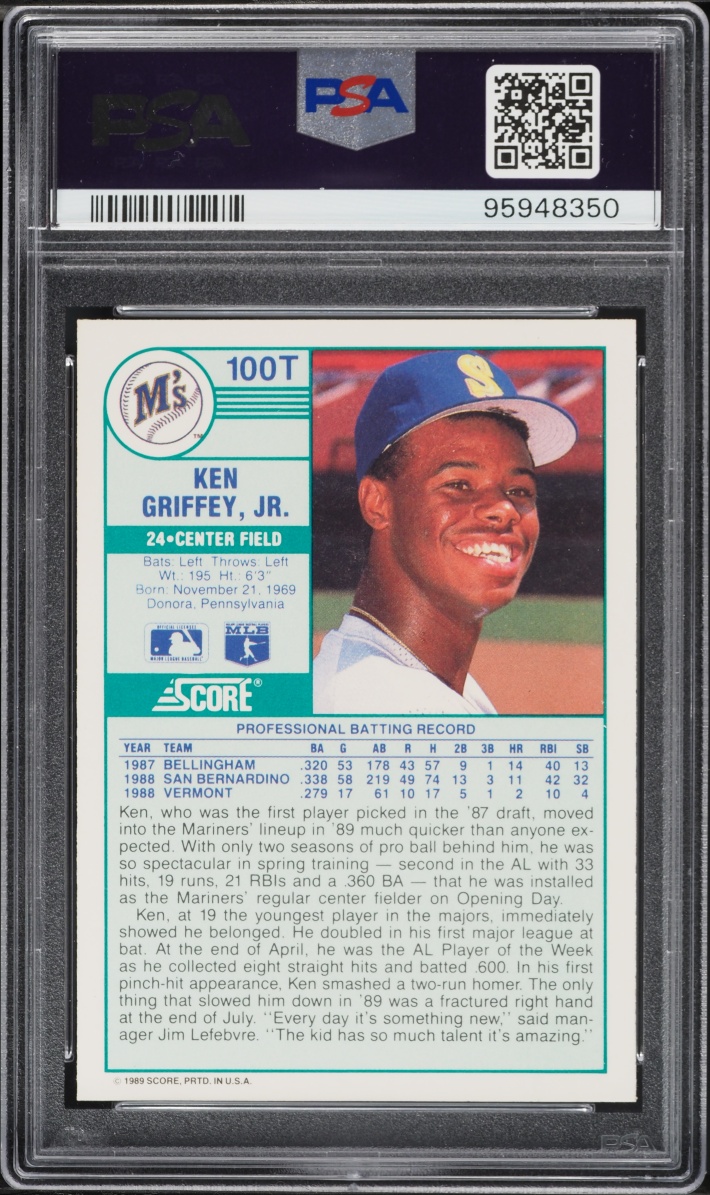 1989 Score Traded Ken Griffey Jr. ROOKIE #100T PSA 10 GEM MINT