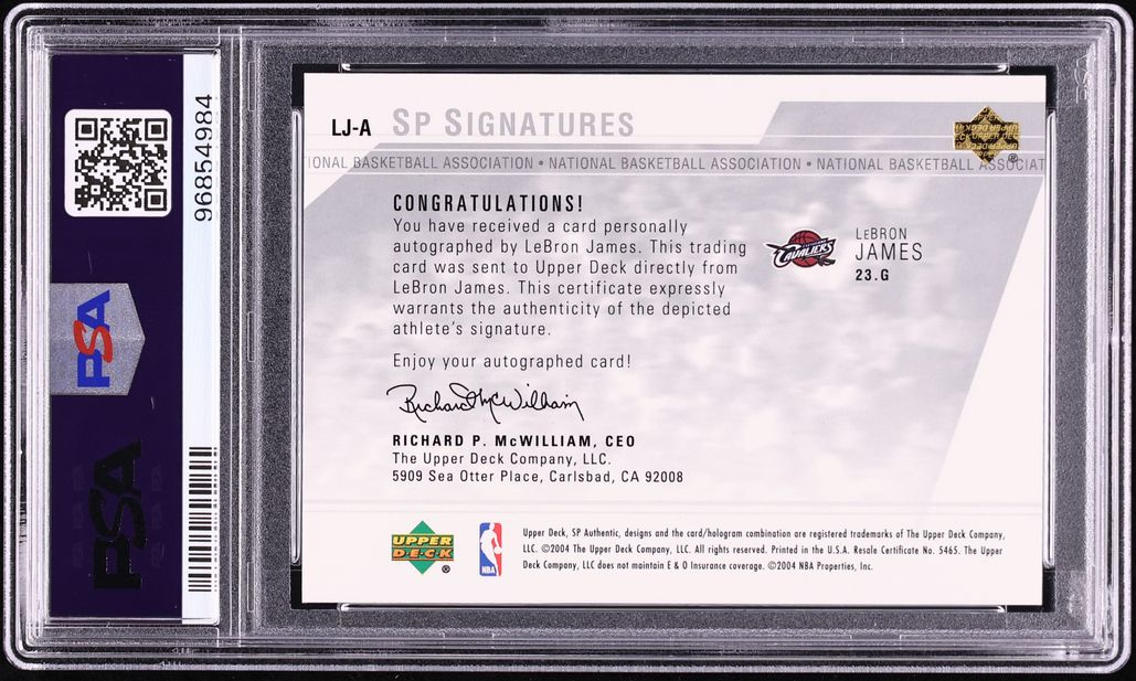 2003 SP Authentic Signatures LeBron James ROOKIE AUTO #LJ-A PSA 10 GEM MINT