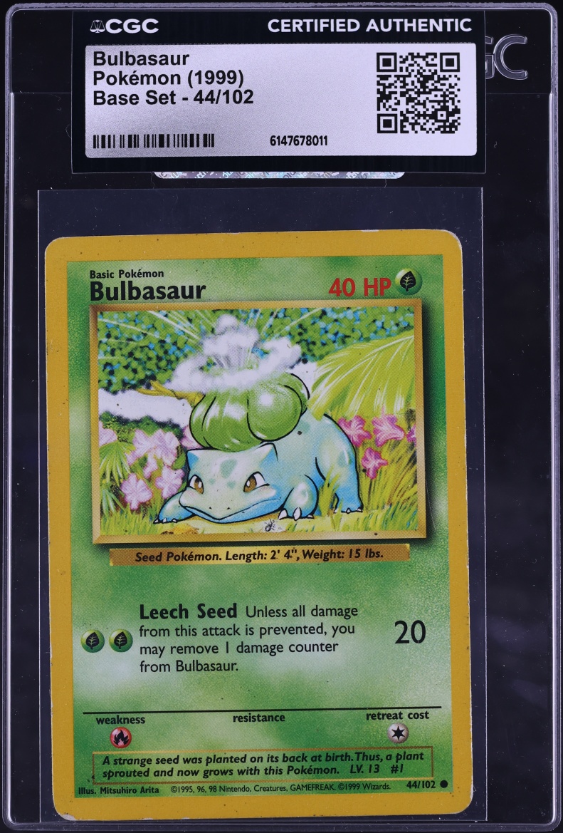 1999 Pokemon Base Set Bulbasaur #44 CGC AUTH
