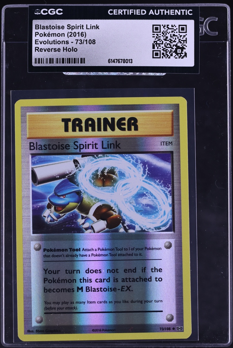 2016 Pokemon XY Evolutions Reverse Holo Blastoise Spirit Link #73 CGC AUTH
