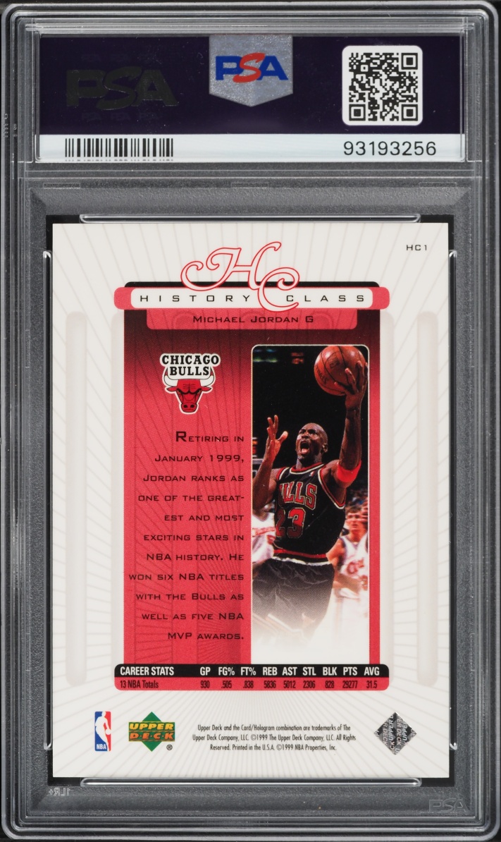 1999 Upper Deck History Class Michael Jordan #HC1 PSA 9 MINT
