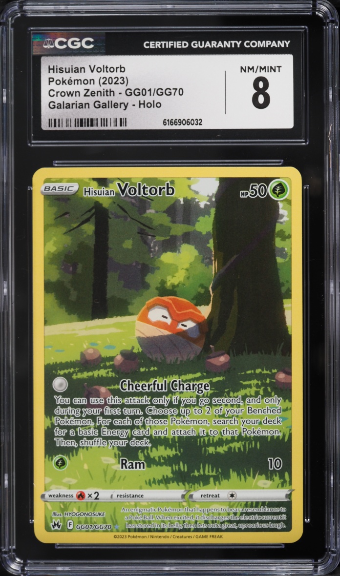 2023 Pokemon Sword & Shield Crown Zenith Full Art Hisuian Voltorb #GG01 CGC 8 NM-MT