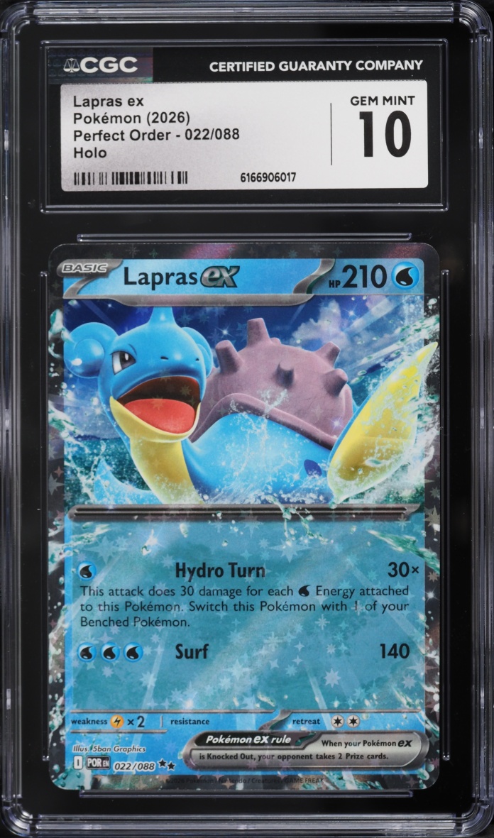 2026 Pokemon Mega Evolution Perfect Order Holo Lapras ex #022 CGC 10 GEM MINT