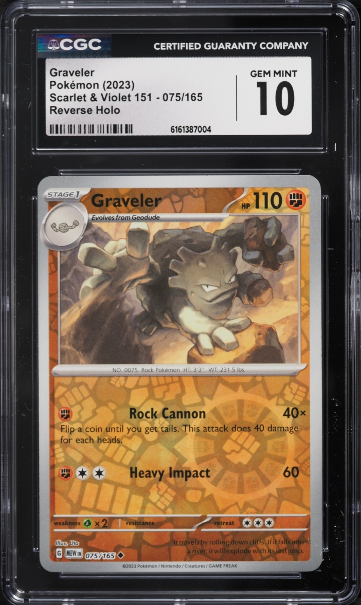 2023 Pokemon Scarlet & Violet 151 Reverse Holo Graveler #75 CGC 10 GEM MINT