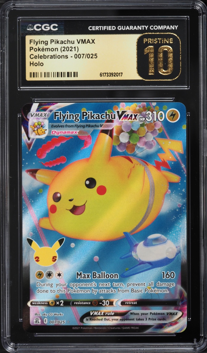 2021 Pokemon Sword & Shield Celebrations Full Art Flying Pikachu VMAX #7 CGC 10 PRISTINE