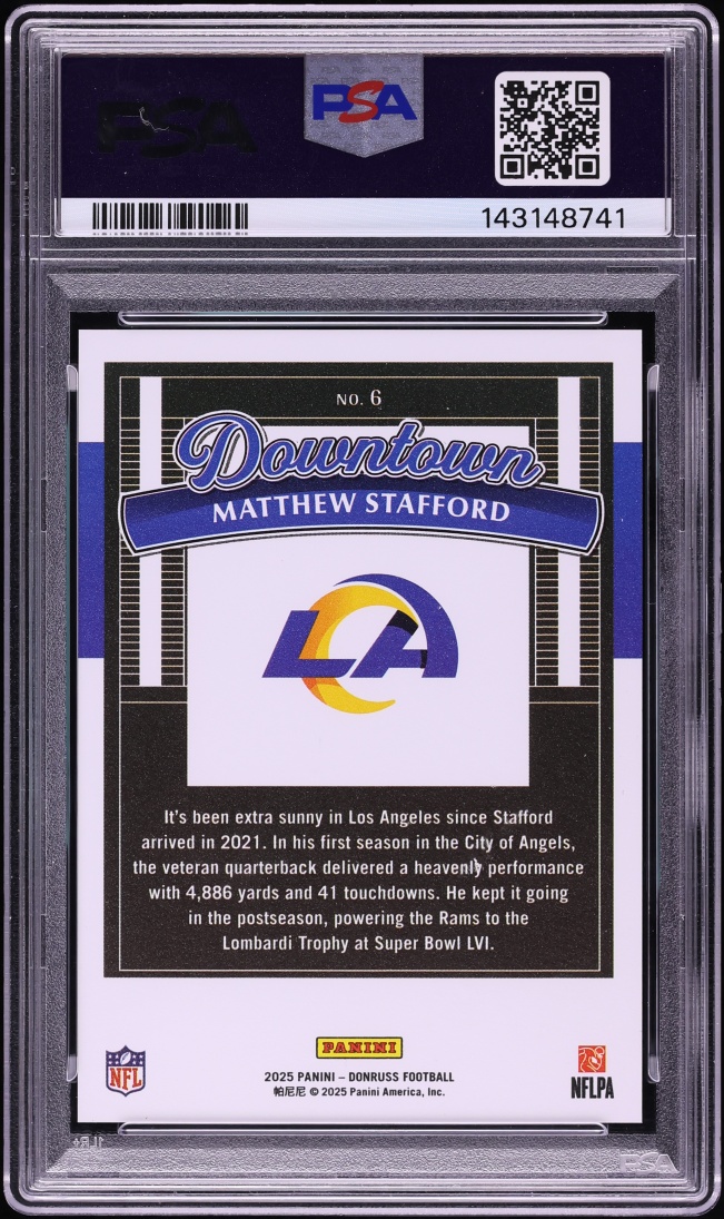 2025 Donruss Downtown Matthew Stafford #6 PSA 10 GEM MINT