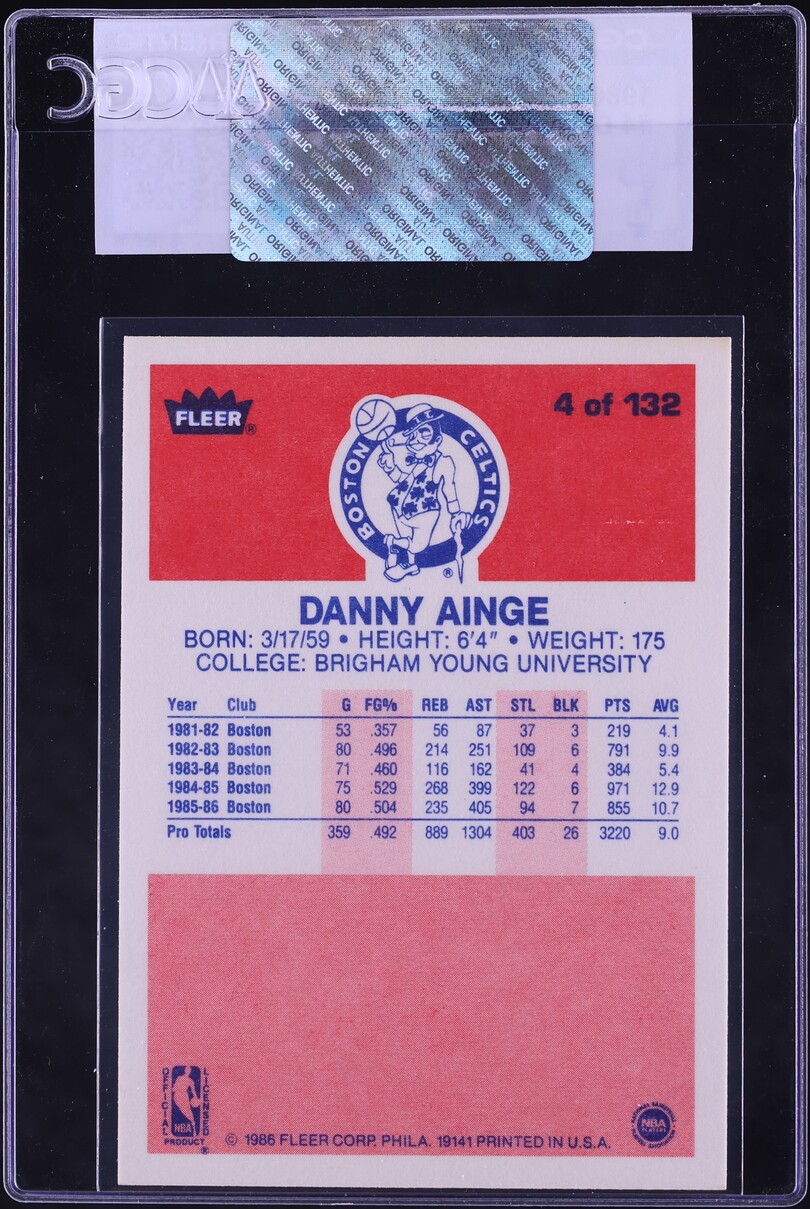 1986 Fleer Basketball Danny Ainge ROOKIE #4 CGC AUTH