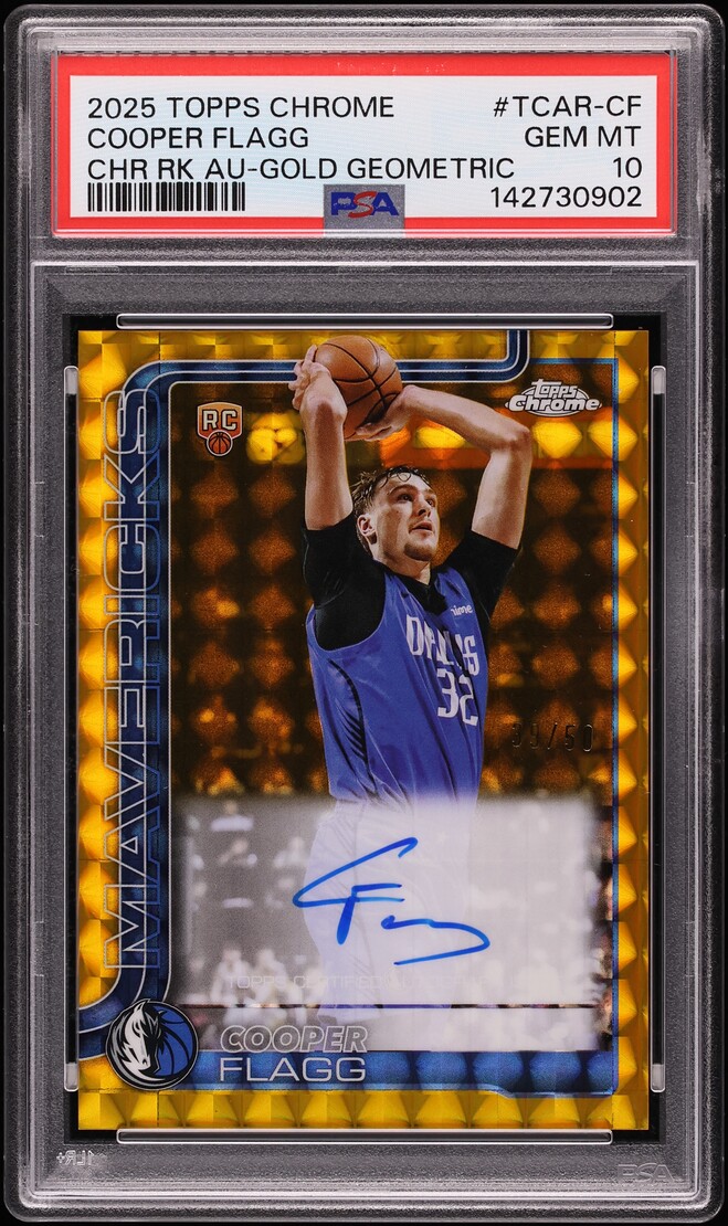 2025 Topps Chrome Gold Geometric Cooper Flagg ROOKIE AUTO /50 #TCAR-CF PSA 10 GEM MINT