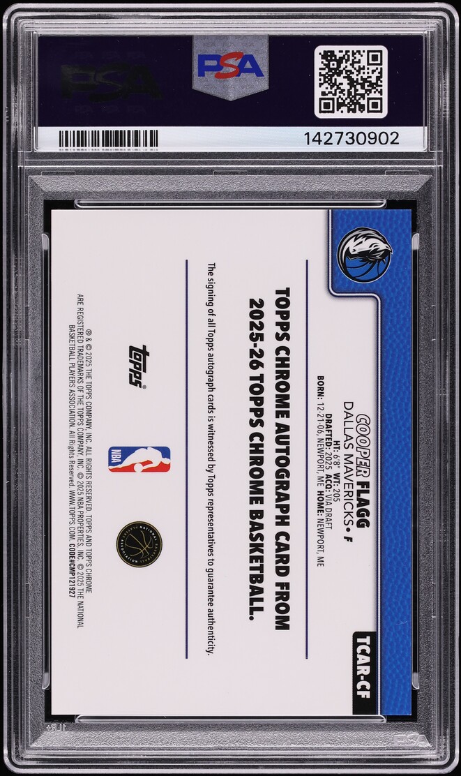 2025 Topps Chrome Gold Geometric Cooper Flagg ROOKIE AUTO /50 #TCAR-CF PSA 10 GEM MINT