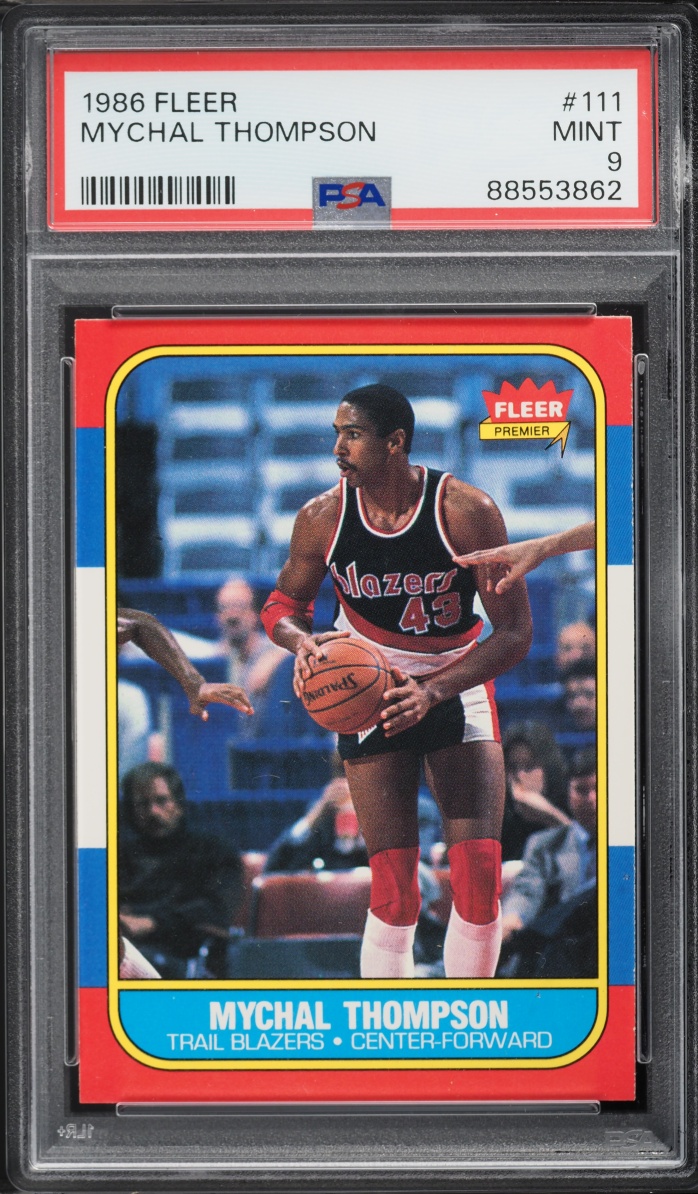 1986 Fleer Basketball Mychal Thompson #111 PSA 9 MINT