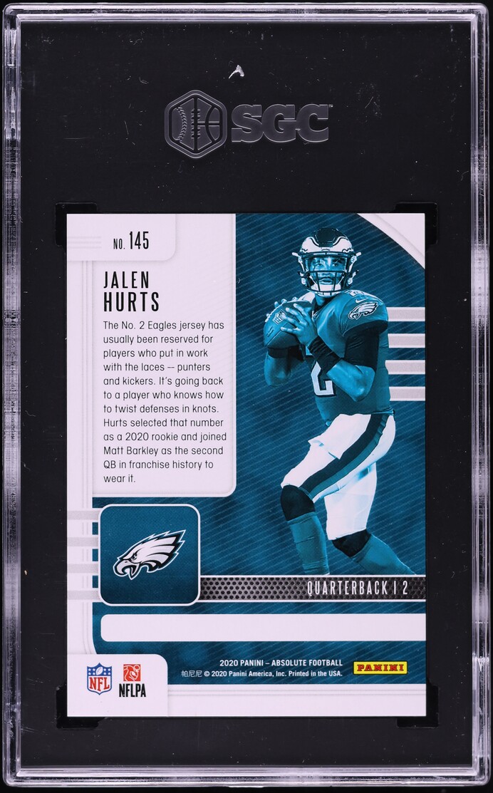 2020 Absolute Blue Diamonds Jalen Hurts ROOKIE /75 #145 SGC 9.5 MINT+
