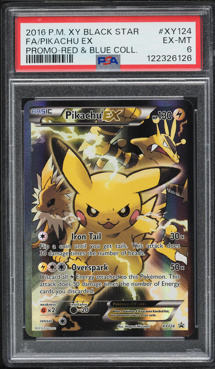 2016 Pokemon XY Promo Red & Blue Collection Full Art Pikachu EX #XY124 PSA 6 EXMT