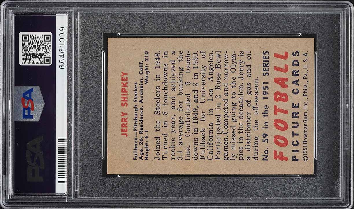 1951 Bowman Football Jerry Shipkey #59 PSA 9 MINT