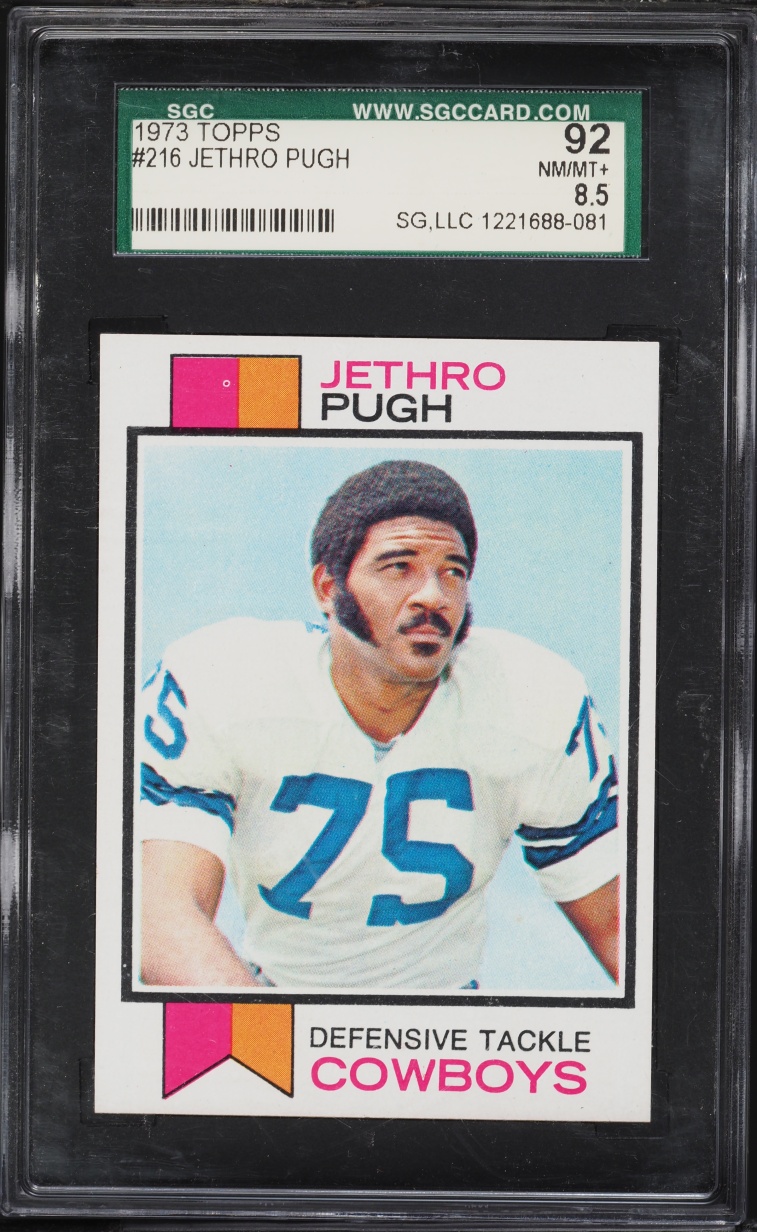 1973 Topps Football Jethro Pugh #216 SGC 8.5 NM-MT+