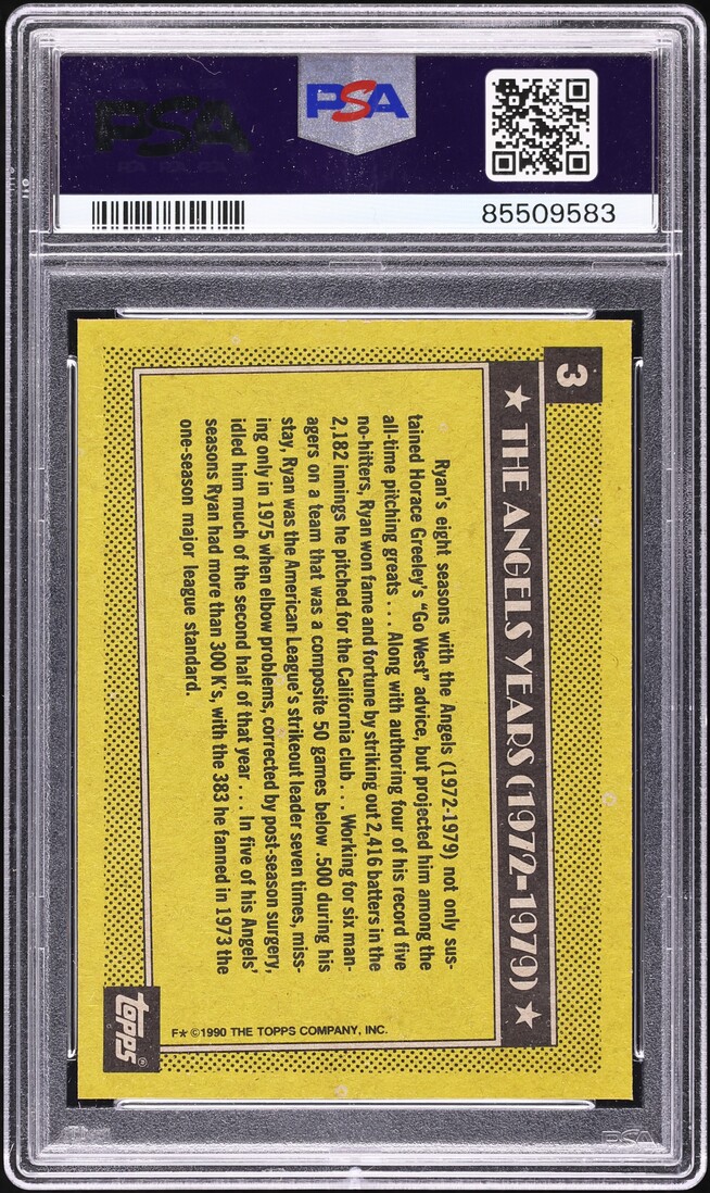 1990 Topps Angels Nolan Ryan #3 PSA 10 GEM MINT