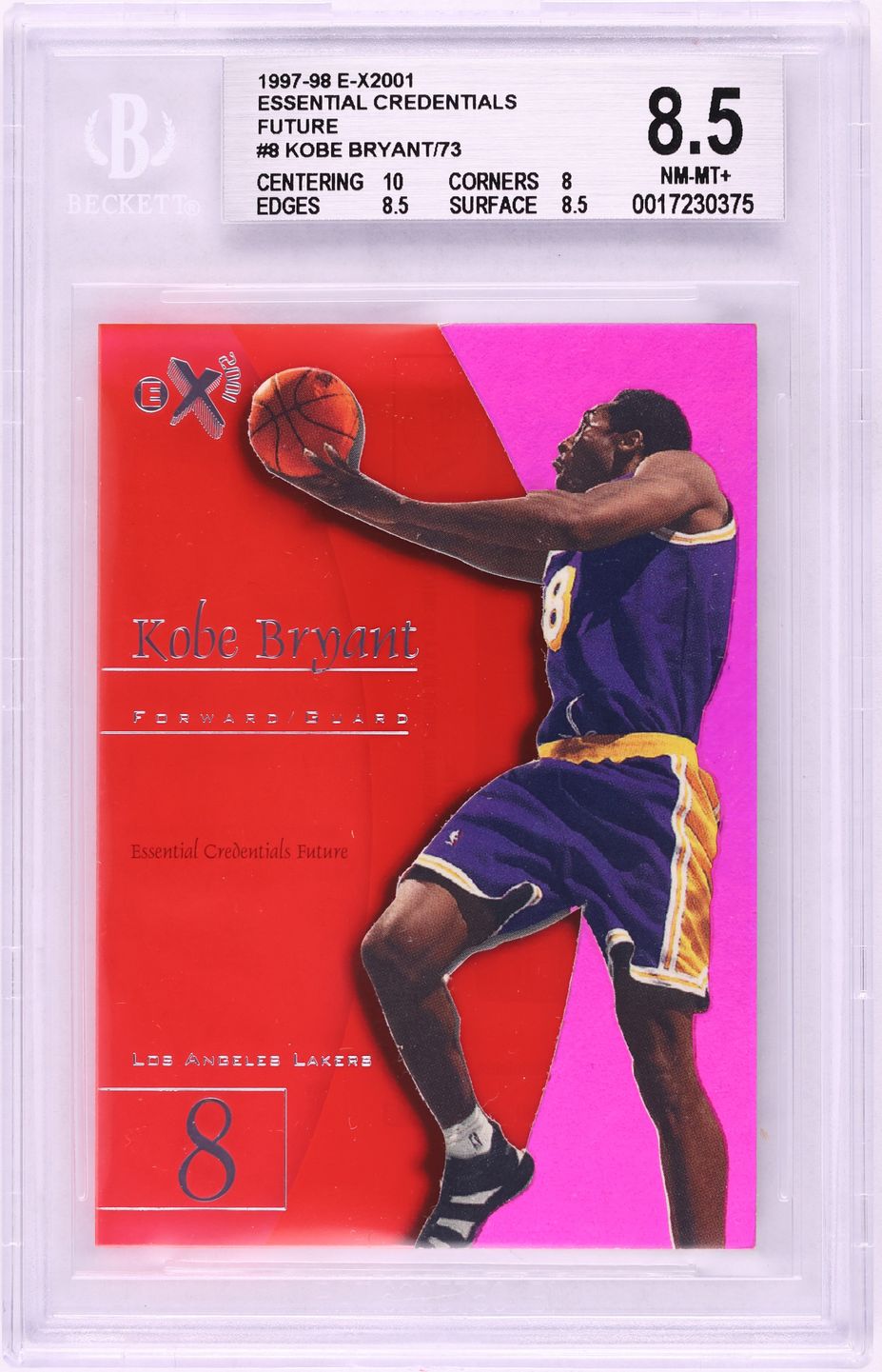 1997 Skybox E-X2001 Essential Credentials Future Kobe Bryant /73 #8 BGS 8.5