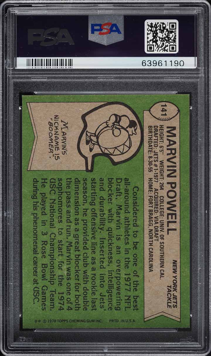 1978 Topps Football Marvin Powell #141 PSA 10 GEM MINT