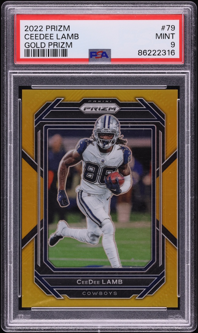 2022 Panini Prizm Gold CeeDee Lamb 10/10 #79 PSA 9 MINT - Photo 1