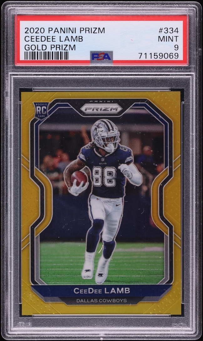 2020 Panini Prizm Gold CeeDee Lamb ROOKIE /10 #334 PSA 9 MINT - Photo 1