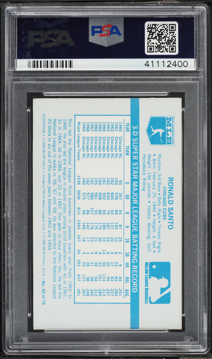 1970 Kellogg's Ron Santo #42 PSA 9 MINT