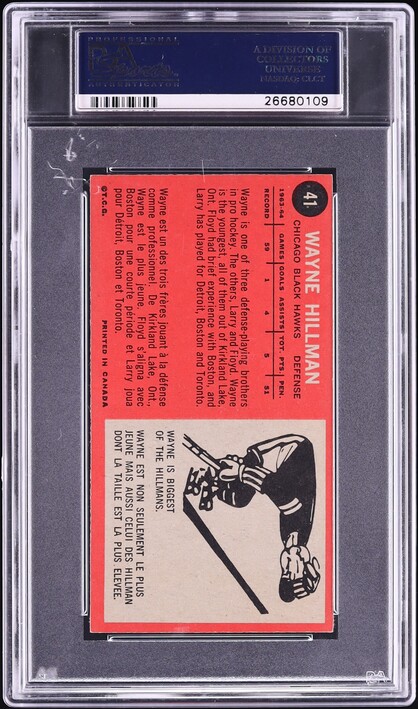 1964 Topps Hockey Wayne Hillman #41 PSA 8 NM-MT