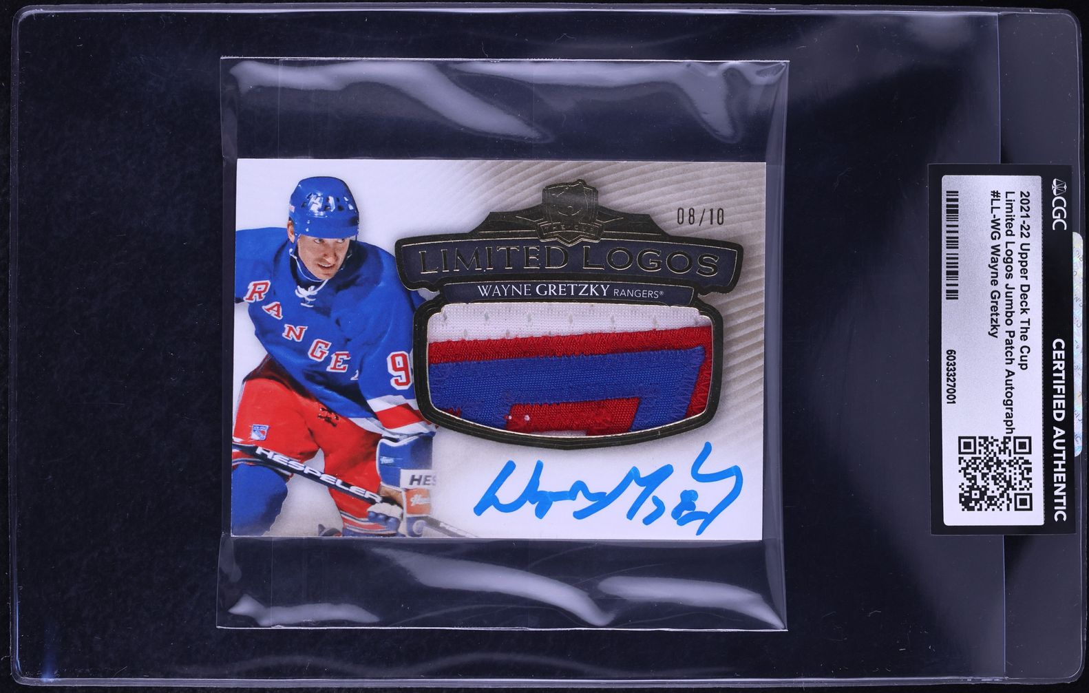 2021 UD The Cup Limited Logos Jumbo Wayne Gretzky PATCH AUTO /10 #LL-WG CGC AUTH