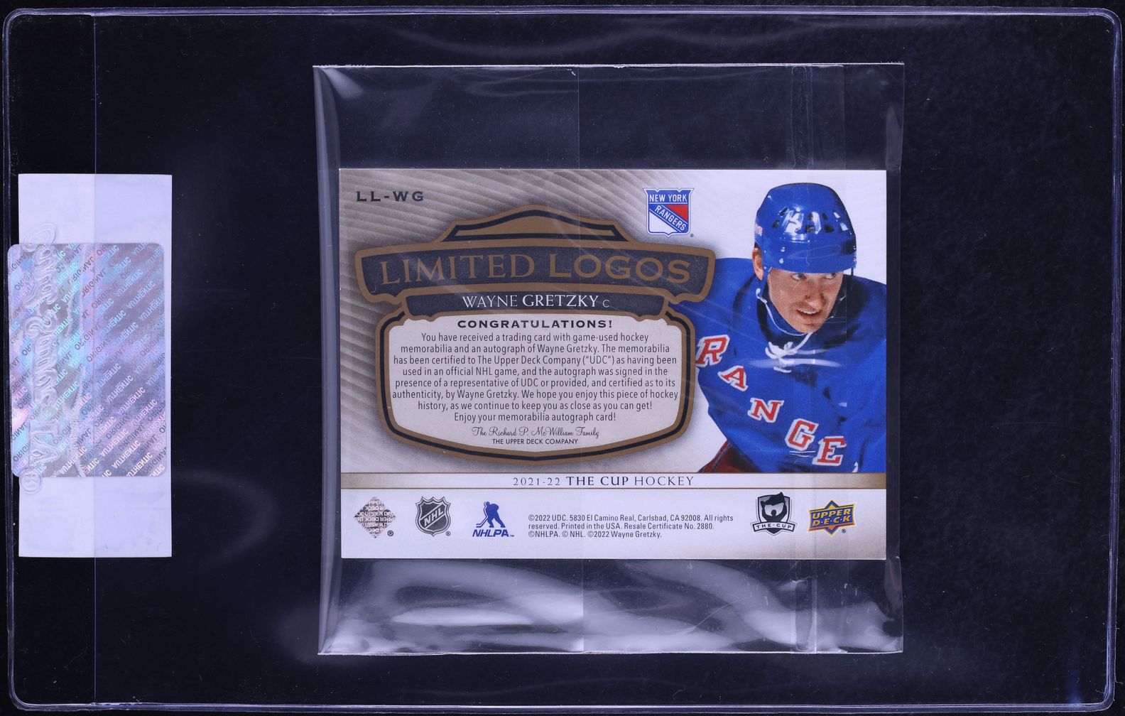 2021 UD The Cup Limited Logos Jumbo Wayne Gretzky PATCH AUTO /10 #LL-WG CGC AUTH