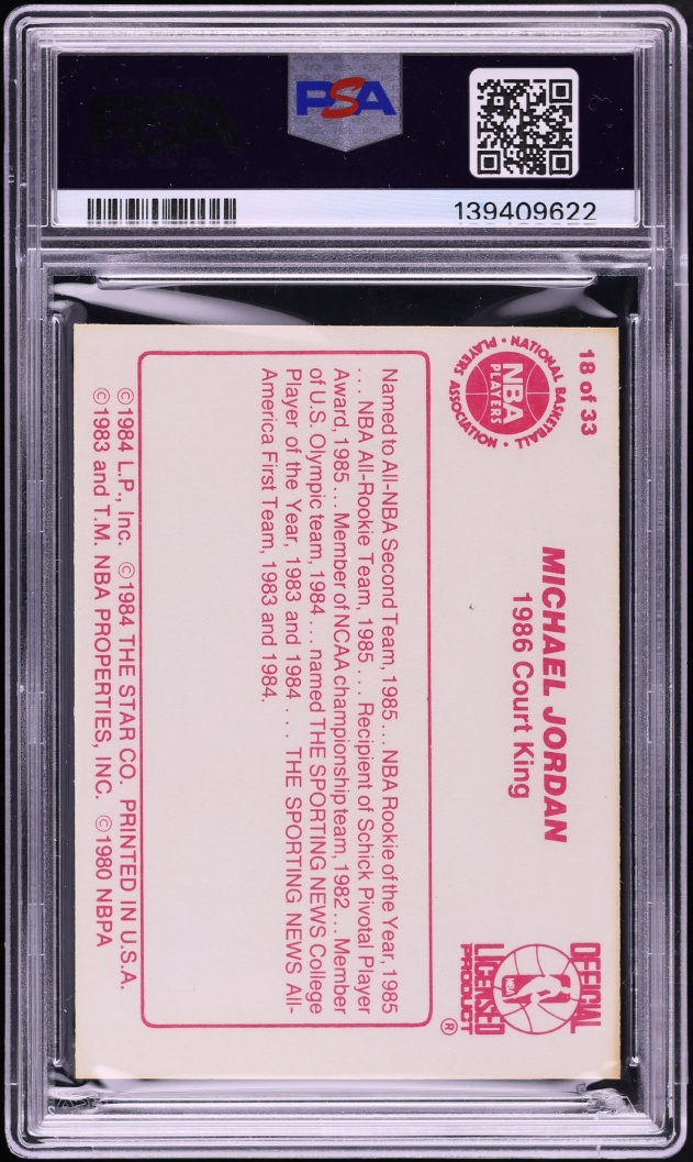 1986 Star Court Kings Michael Jordan ROOKIE #18 PSA 7 NRMT