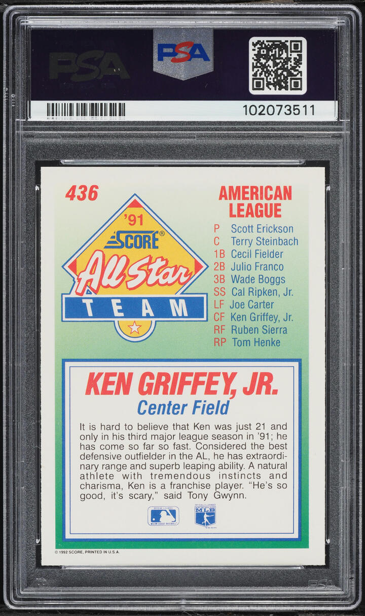 1992 Score Ken Griffey Jr. #436 PSA 9 MINT