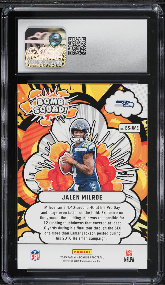 2025 Donruss Bomb Squad! Jalen Milroe #BS-JME CGC 9 MINT