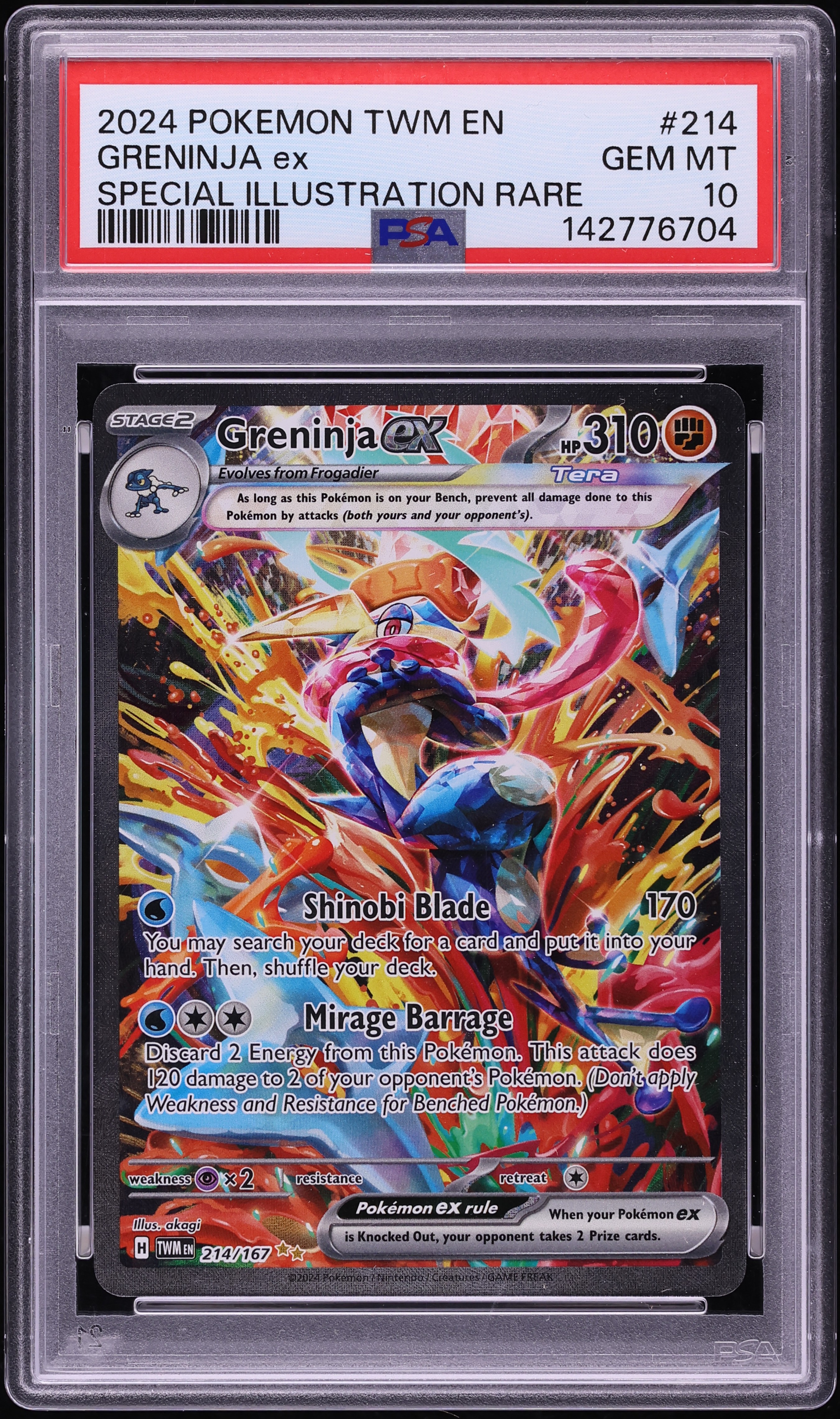 2024 Pokemon Scarlet & Violet Twilight Masquerade SIR Greninja ex #214 PSA 10 GEM MINT