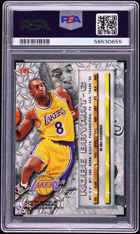 1996 Metal Basketball Kobe Bryant ROOKIE #181 PSA 8 NM-MT