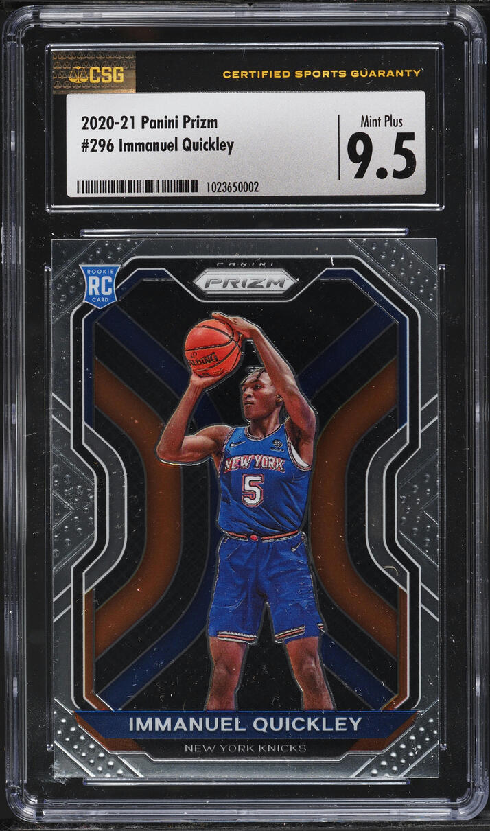 2020 Panini Prizm Immanuel Quickley ROOKIE #296 CSG 9.5 MINT+