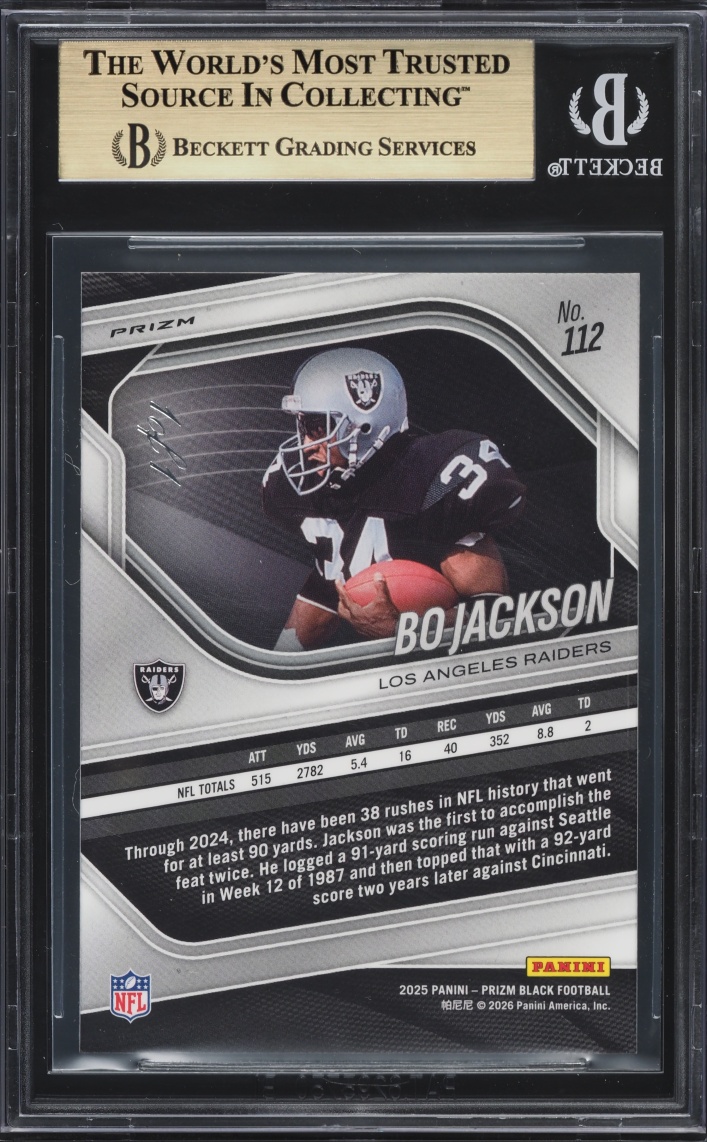 2025 Panini Prizm Black Bo Jackson 1/1 #112 BGS 9.5 GEM MINT