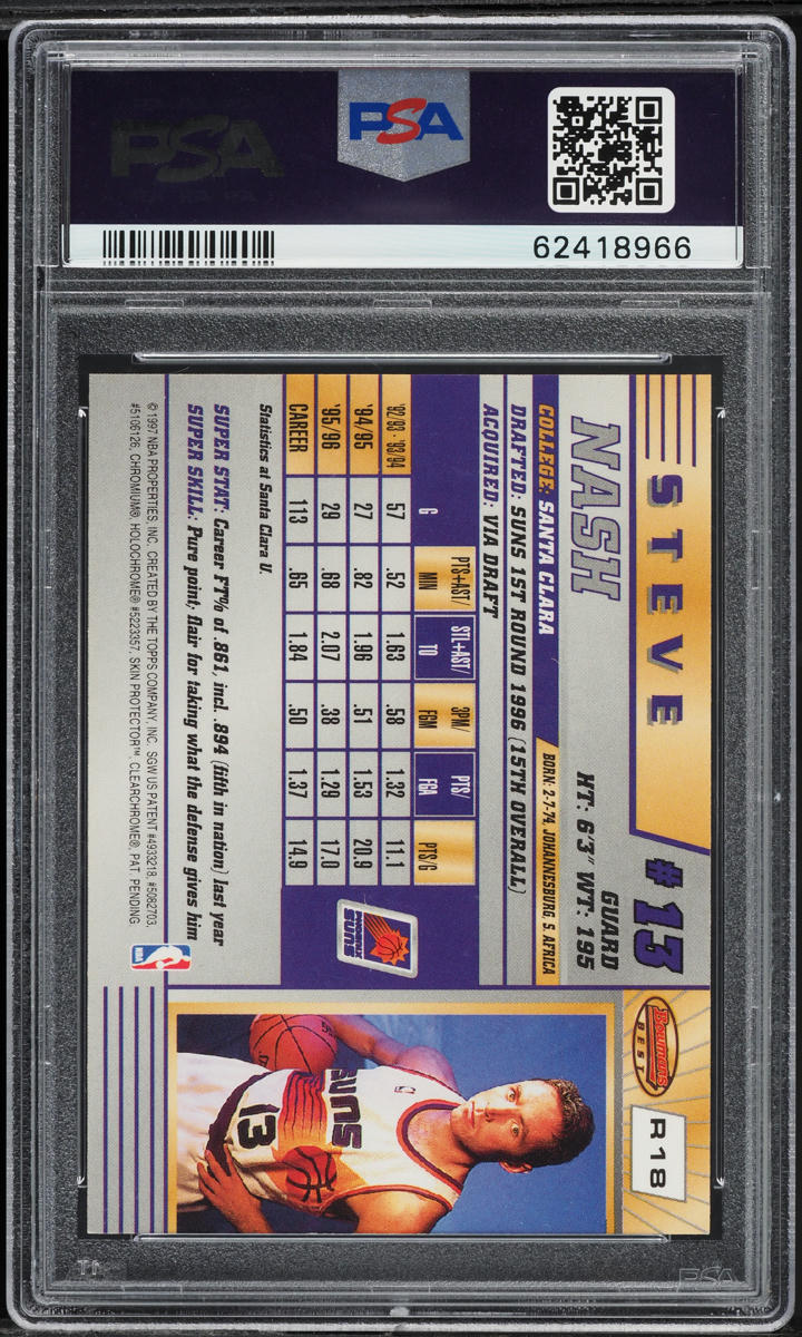 1996 Bowman's Best Steve Nash ROOKIE #R18 PSA 7 NRMT