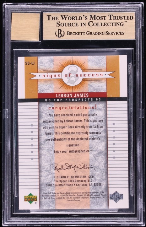 2003 Upper Deck Top Prospects Signs Of Success LeBron James ROOKIE