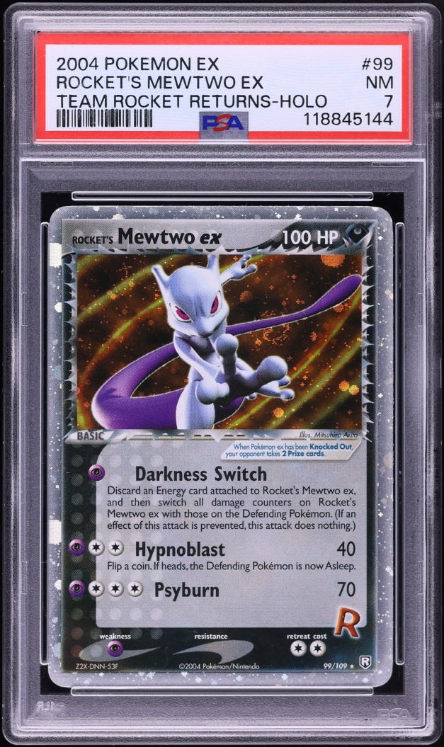 2004 Pokemon EX Team Rocket Returns Holo Rocket's Mewtwo ex #99 PSA 7 NRMT
